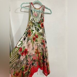 Green dragon racer back flow beach, cover-up flower print Hawaiian NWT size S